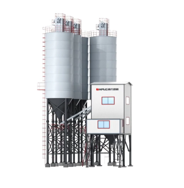 HZS powder silo side-mounted commercial concrete mixing plant