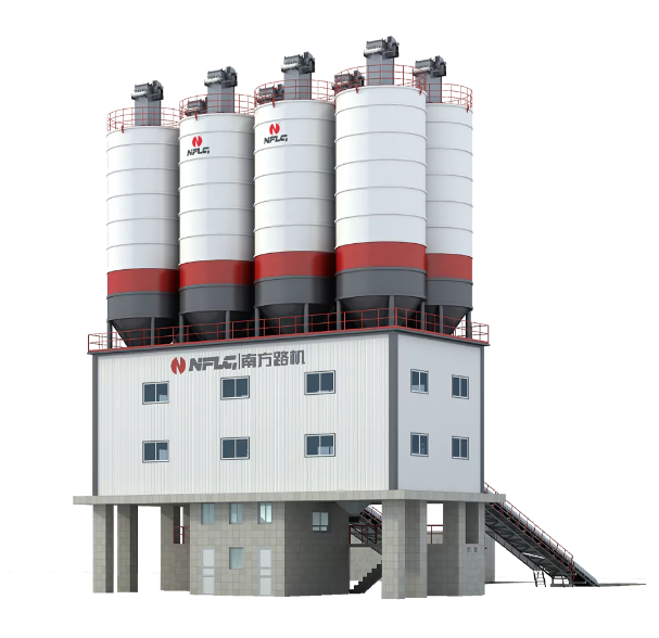HZS powder silo top-mounted commercial concrete mixing plant