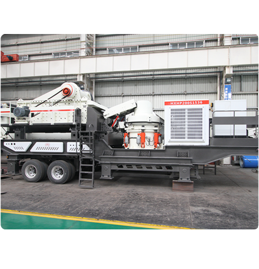 Conical tire crushing station