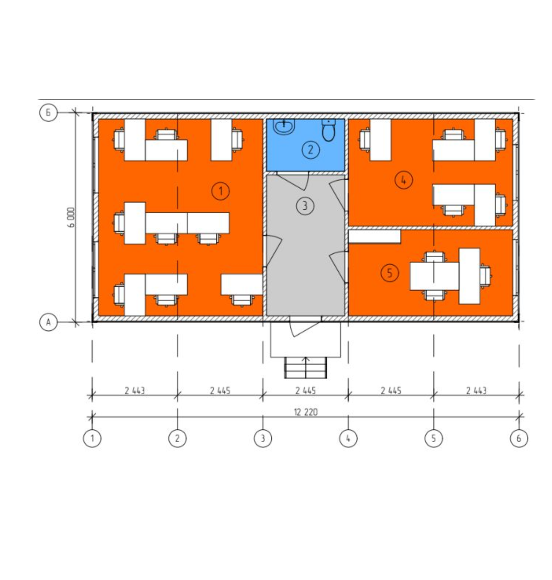 Modular administrative complex for 15 people (1st floor)