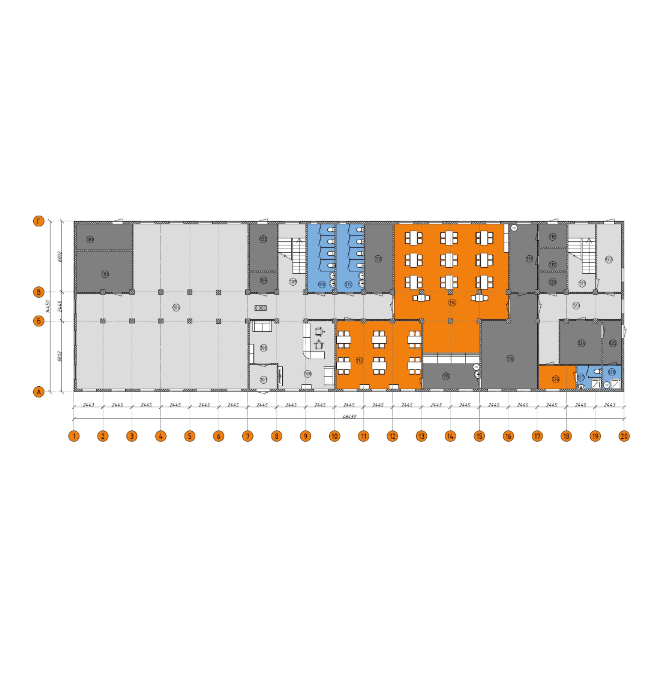 Modular administrative complex for 100 people (2 floors)