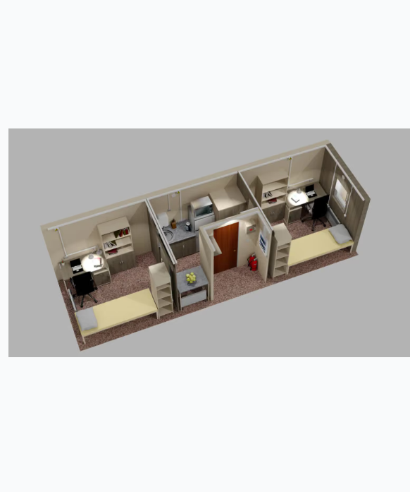 Residential wagon-house for 2 people with an office